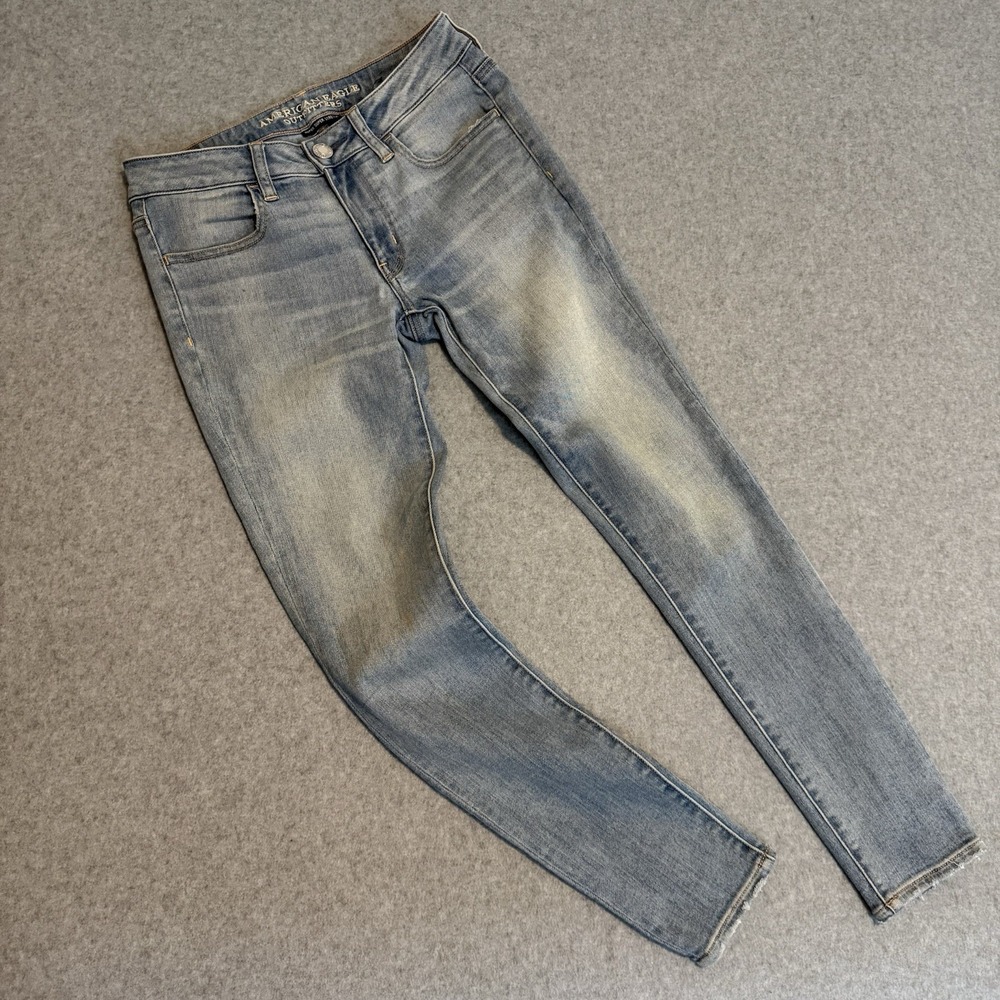 American Eagle Womens Super Stretch Mid Rise Jegging Size 6 Blue Casual Classic